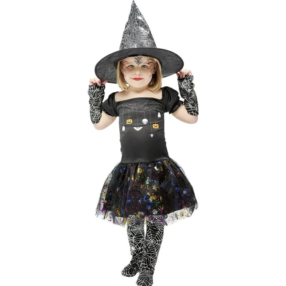 Déguisement enfant Halloween sorcière robe chapeau araignée 3/4ans-Gifi Sale