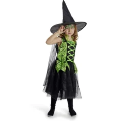 Déguisement enfant Halloween sorcière robe chapeau noir vert 11/14ans-Gifi Clearance
