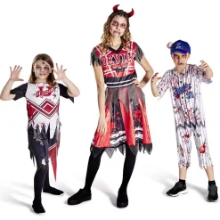 Déguisement enfant Halloween pompom girl tshirt jupe noir rouge 4/6ans-Gifi Hot