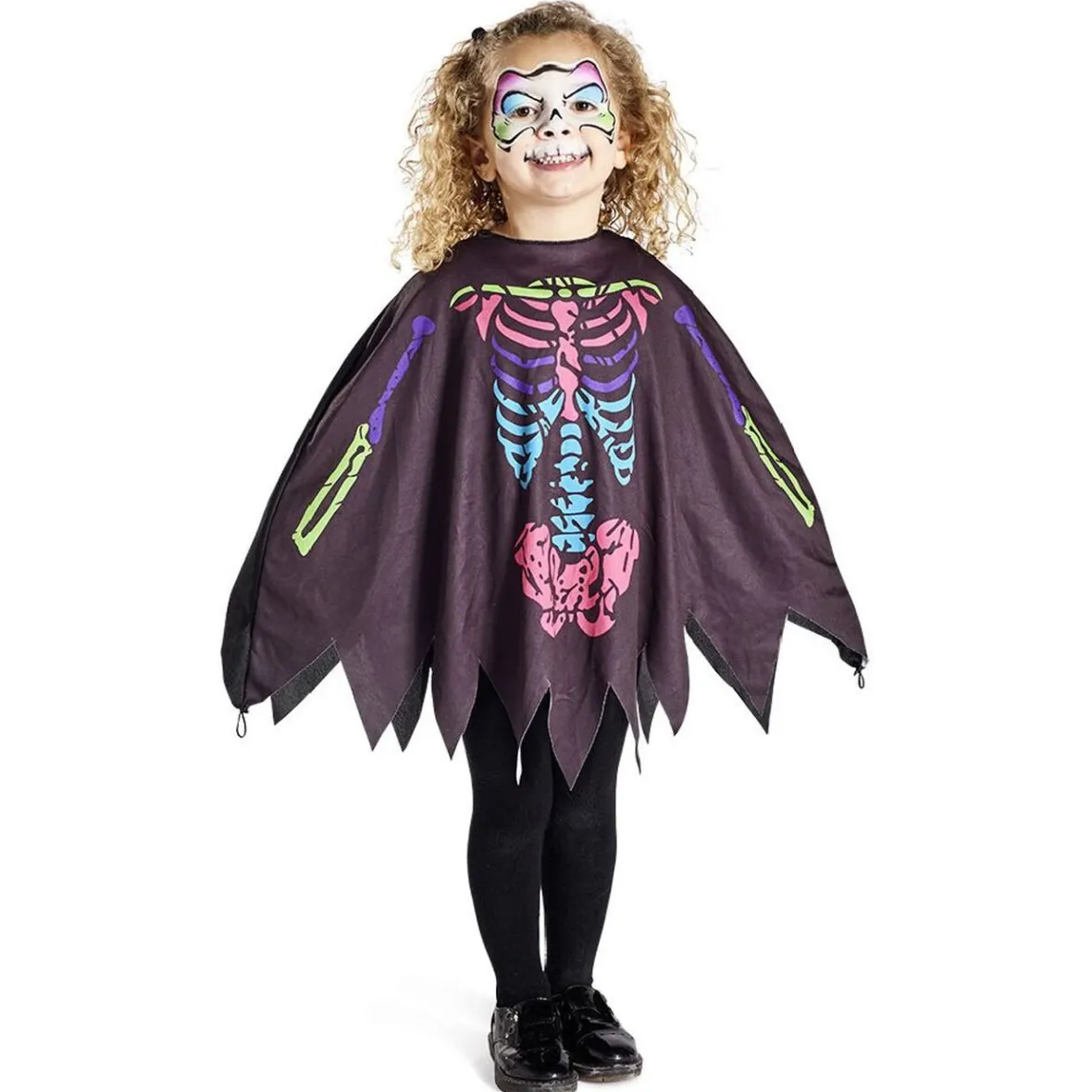 Déguisement enfant Halloween squelette poncho noir multicolore TU-Gifi Hot