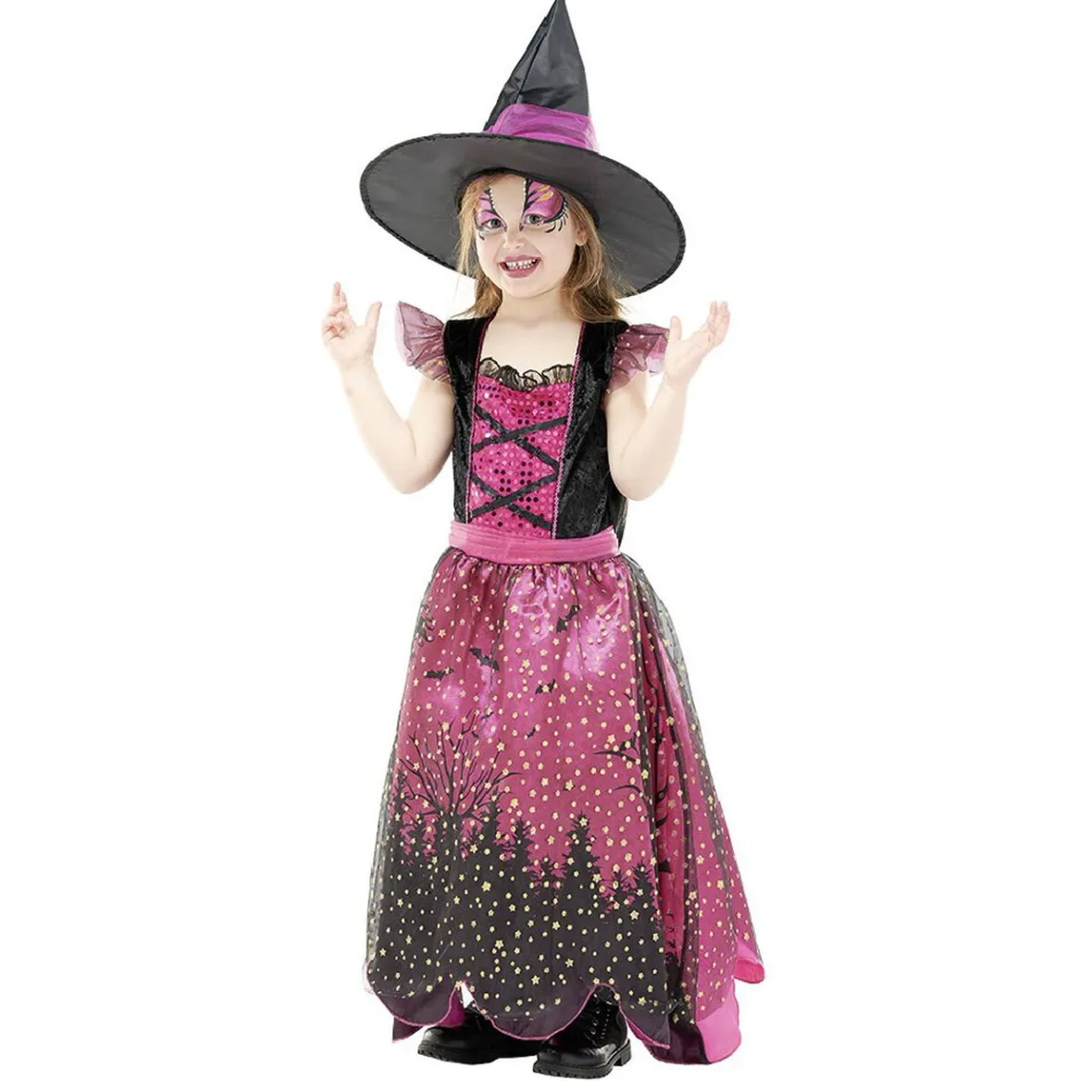 Déguisement enfant sorcière à paillettes Halloween 4 à 6 ans-Gifi Discount