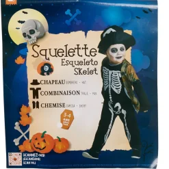 Déguisement enfant squelette chapeau et gilet-Gifi Outlet