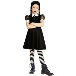 Déguisement fille gothique style Mercredi Addams 7/10 ans-Gifi Sale