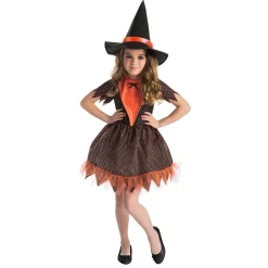 Déguisement fille Halloween sorcière noir et orange 4/6 ans-Gifi