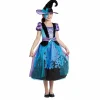 Déguisement fille Halloween sorcière bleu et noir 7/10 ans-Gifi Clearance