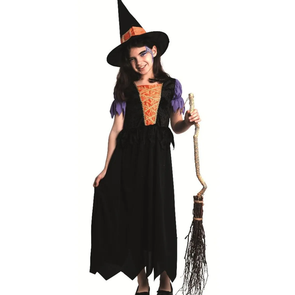 Déguisement sorcière noir et orange fille 7/10 ans-Gifi Best