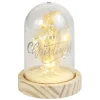 Dôme fleurs séchées sous cloche Merry Christmas à LED Ø9xH13cm-Gifi Outlet