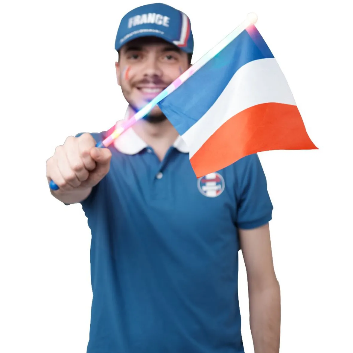 Drapeau avec embout lumineux supporter France-Gifi Discount