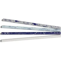 Ensemble papier cadeau Noël 2m x4 avec noeud x7 ruban x3 argenté bleu-Gifi