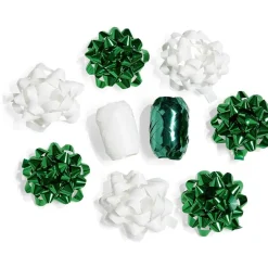 Ensemble papier cadeau Noël 2m x4 avec noeud x7 ruban x2 vert et blanc-Gifi Clearance