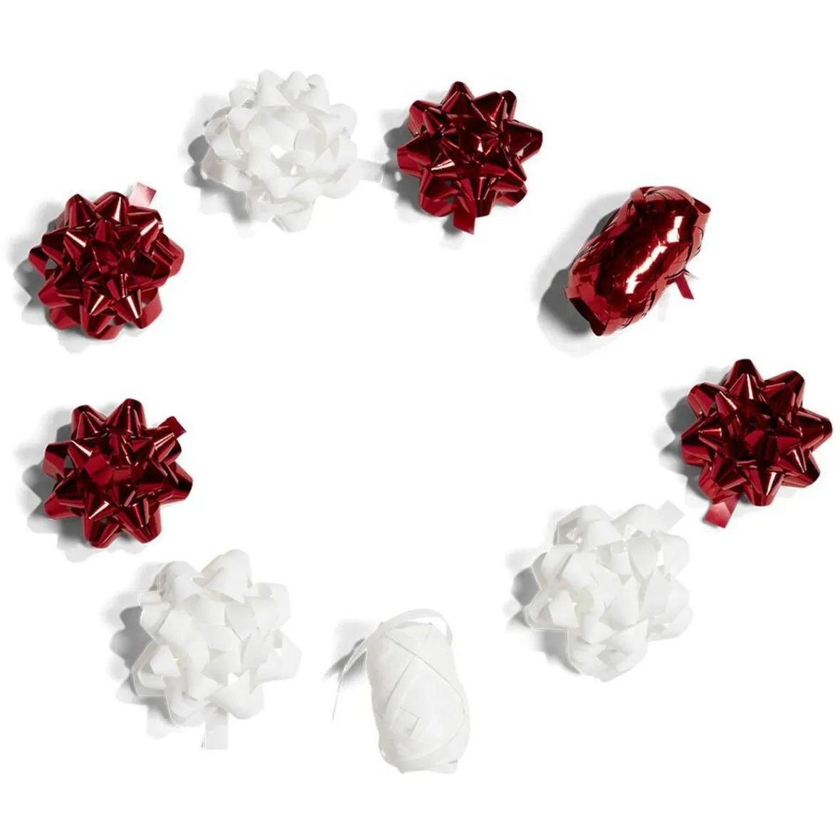 Ensemble papier cadeau Noël 2m x4 avec noeud x7 ruban x3 rouge et blanc-Gifi Outlet
