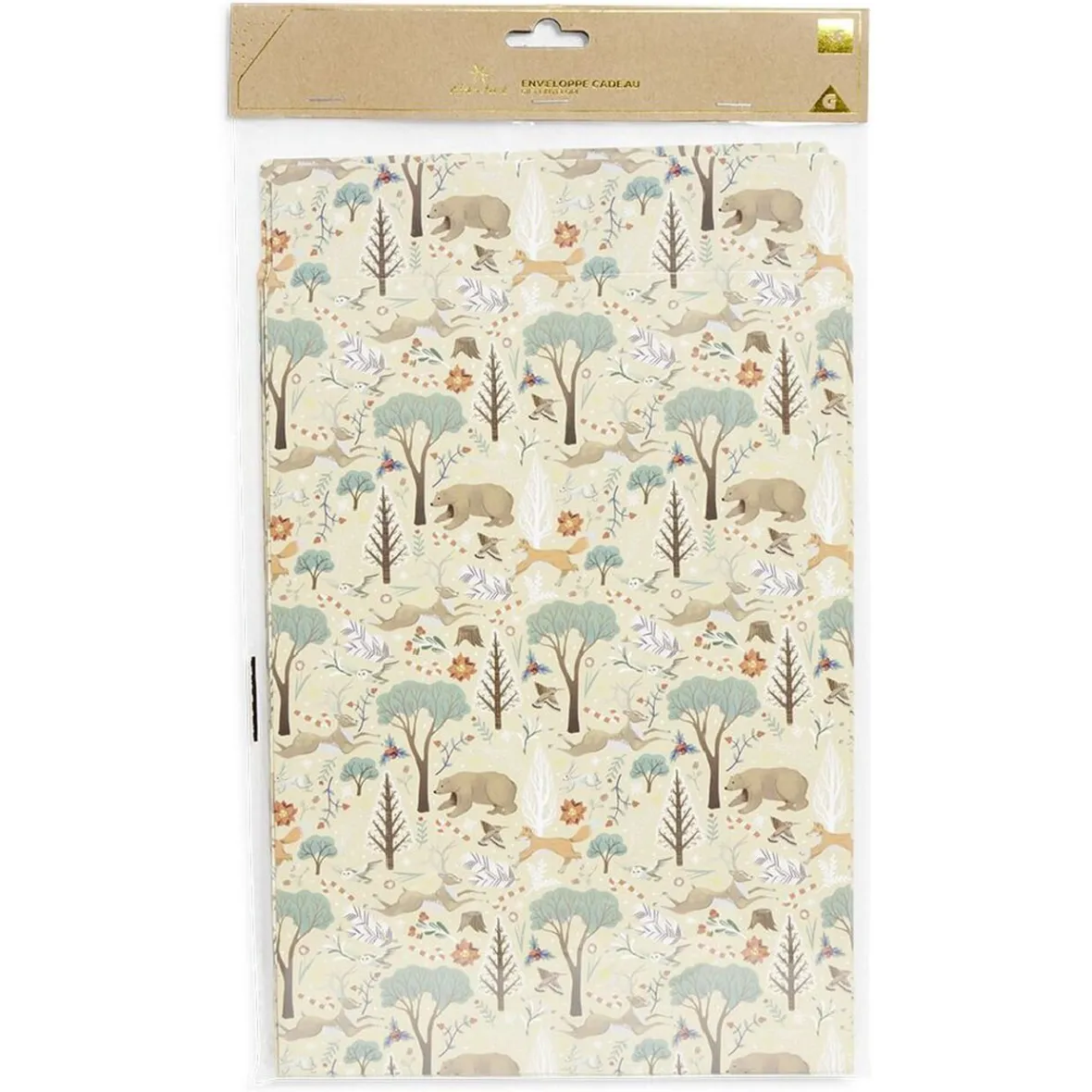 Enveloppe cadeau papier Noël motif nature x6 - 20x8xH28cm-Gifi