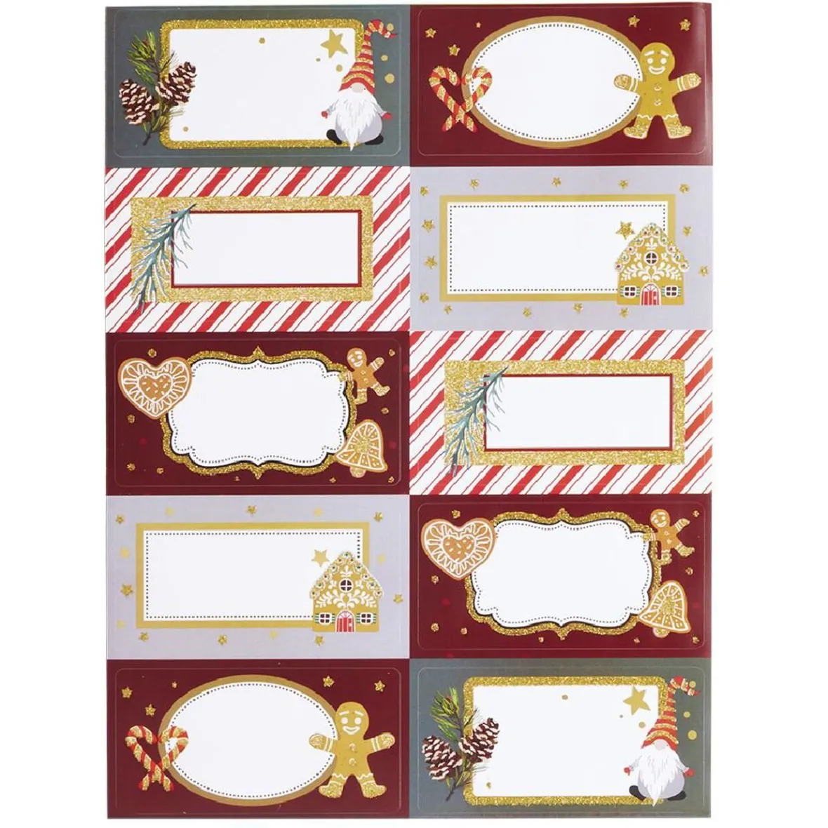 Etiquette cadeau autocollante Noël motif biscuit pain d'épices 4x8cm x10-Gifi Clearance