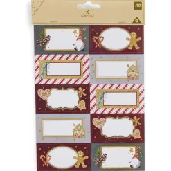 Etiquette cadeau autocollante Noël motif biscuit pain d'épices 4x8cm x10-Gifi Clearance