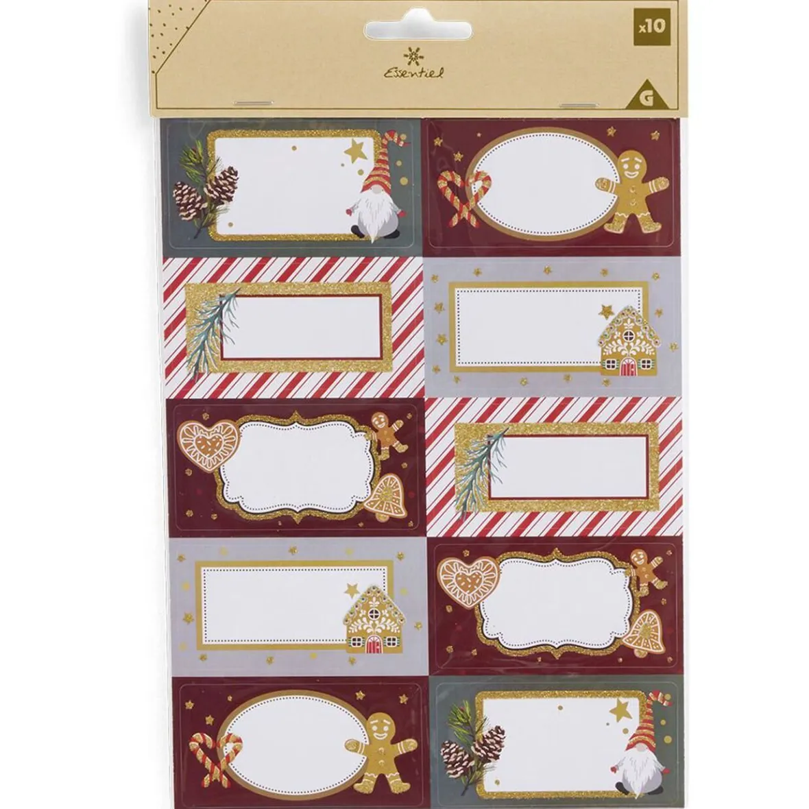 Etiquette cadeau autocollante Noël motif biscuit pain d'épices 4x8cm x10-Gifi Clearance