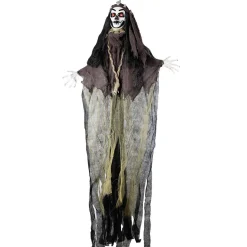 Femme vaudou lumineuse Halloween à suspendre H120cm-Gifi Best