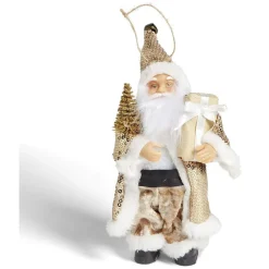 Figurine Père Noël doré et blanc H18cm-Gifi
