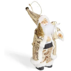 Figurine Père Noël doré et blanc H18cm-Gifi