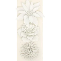 Fleur blanche à paillettes à suspendre Noël x3-Gifi Outlet