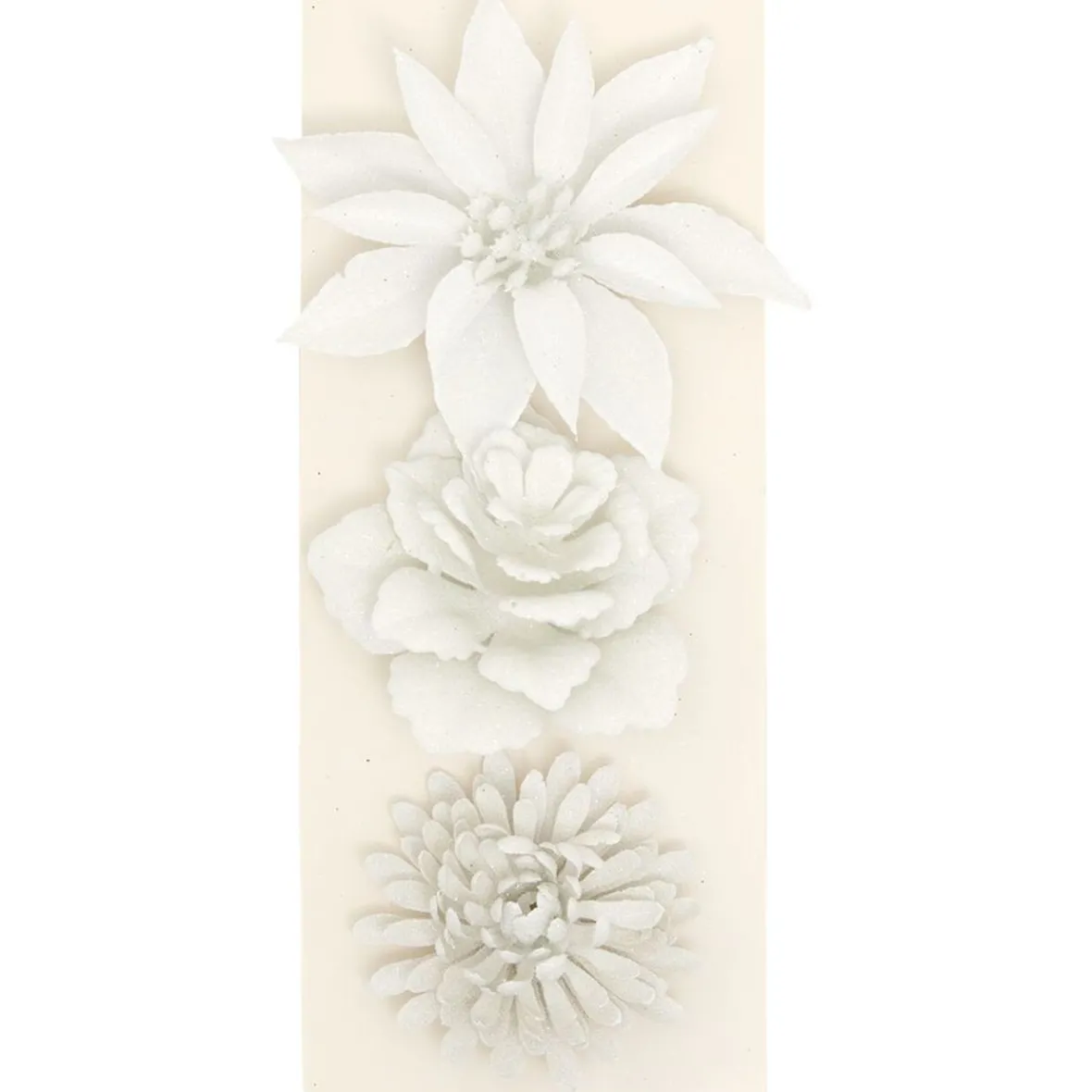 Fleur blanche à paillettes à suspendre Noël x3-Gifi Outlet