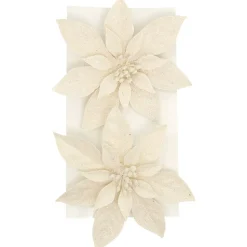Fleur de Noël Poinsettia blanc scintillant x2-Gifi