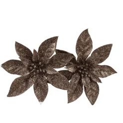 Fleur de Noël Poinsettia marron Noël x2-Gifi Clearance