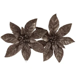 Fleur de Noël Poinsettia marron Noël x2-Gifi Clearance