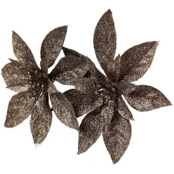 Fleur de Noël Poinsettia marron Noël x2-Gifi Clearance