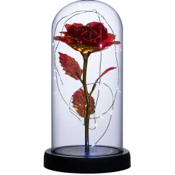 Fleur immortelle LED Dia de los Muertos Ø11xH22cm or et rouge-Gifi Discount