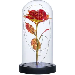 Fleur immortelle LED Dia de los Muertos Ø11xH22cm or et rouge-Gifi Discount