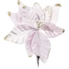 Fleur Poinsettia déco à clipser finition velours rose et dorée 20 cm-Gifi Outlet