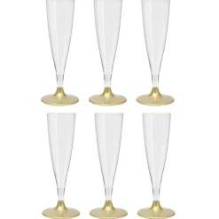 Flûte en plastique doré réutilisable x6-Gifi Outlet