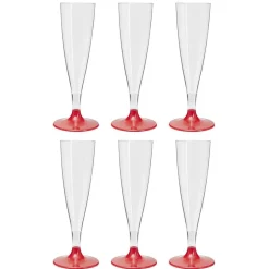 Flûte en plastique rouge réutilisable x6-Gifi Outlet
