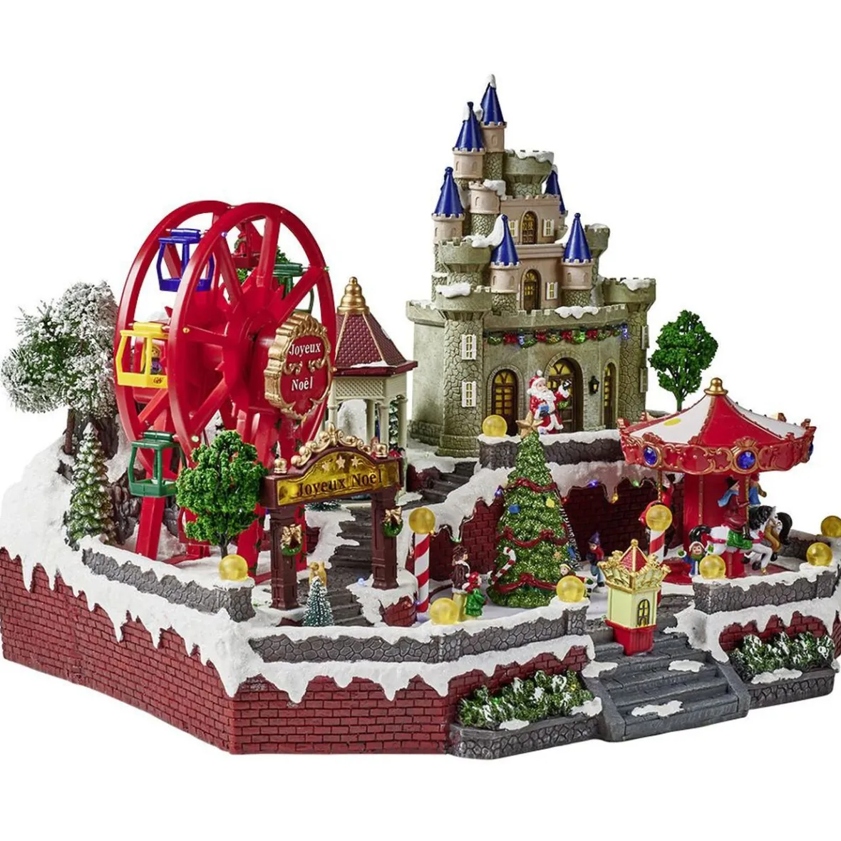 Fête foraine lumineuse animée musicale 58LED carrousel village de Noël-Gifi Online