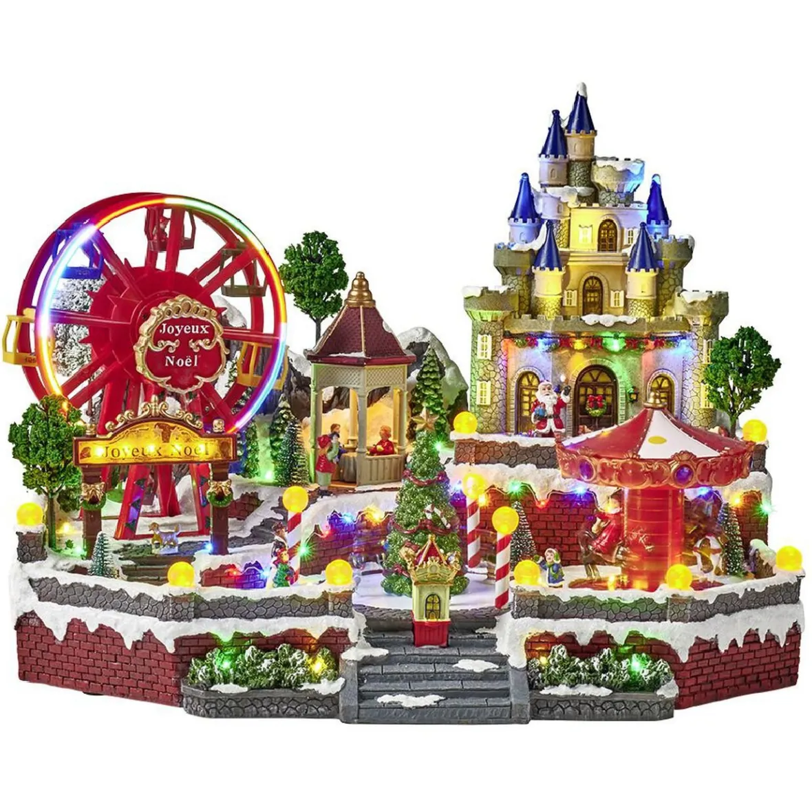Fête foraine lumineuse animée musicale 58LED carrousel village de Noël-Gifi Online