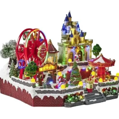 Fête foraine lumineuse animée musicale 58LED carrousel village de Noël-Gifi Online