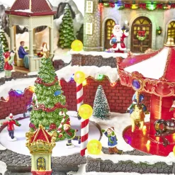 Fête foraine lumineuse animée musicale 58LED carrousel village de Noël-Gifi Online