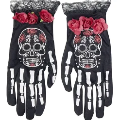 Gants adulte Halloween imprimé squelette jour des morts Taille unique-Gifi Best