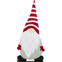 Gnome à poser en bois gris rouge et blanc H75cm-Gifi Online