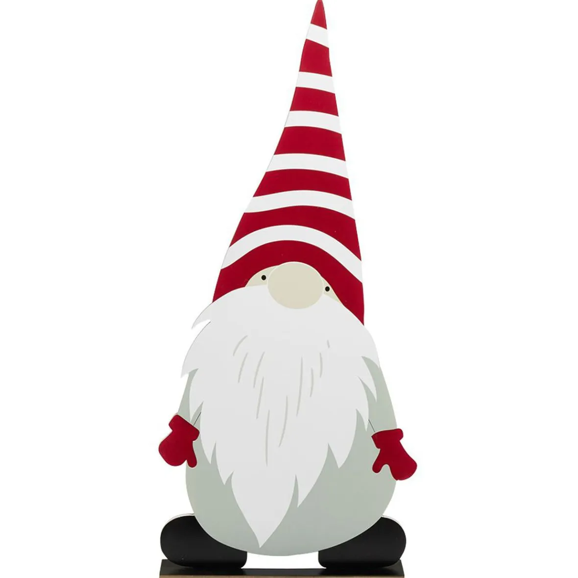 Gnome à poser en bois gris rouge et blanc H75cm-Gifi Online