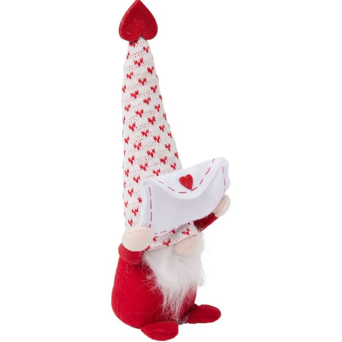 Gnome de Noël à poser avec enveloppe coeur rouge et blanc H30cm-Gifi Hot