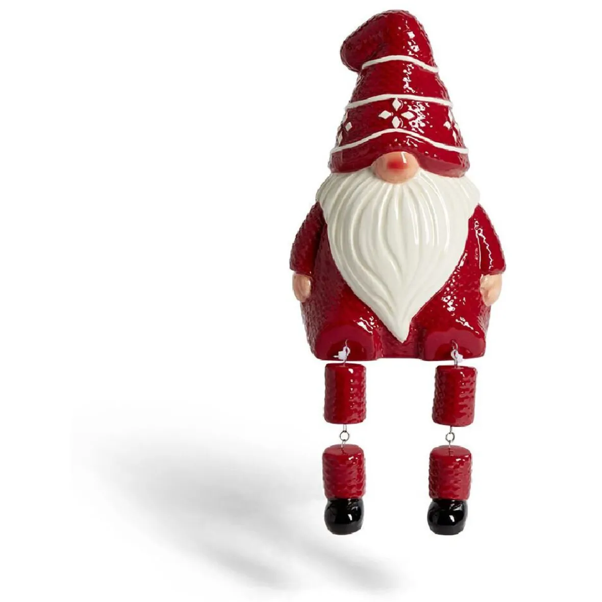 Gnome Père Noël jambes pendantes en céramique rouge et blanc H16,5cm-Gifi Hot