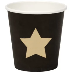 Gobelet à café en carton noir motif étoile doré x10-Gifi New