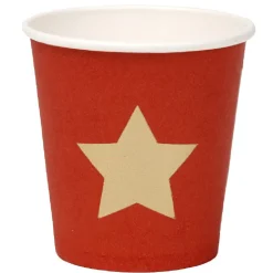 Gobelet à café en carton rouge motif étoile doré x10-Gifi Online