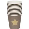 Gobelet à café en carton taupe motif étoile doré x10-Gifi Hot