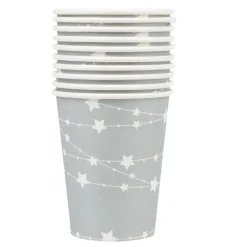 Gobelet argenté étoiles blanches 25 cl x10-Gifi Outlet