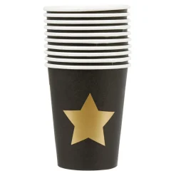 Gobelet carton 25 cl noir étoile dorée x10-Gifi Discount