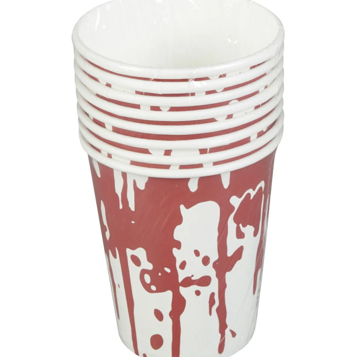 Gobelet carton Halloween déco sang dégoulinant rouge et blanc x8-Gifi