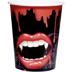 Gobelet carton Halloween déco morsure noir et rouge x8-Gifi New