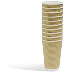 Gobelet cartonné extérieur cannelé beige et blanc 40 cl x10-Gifi
